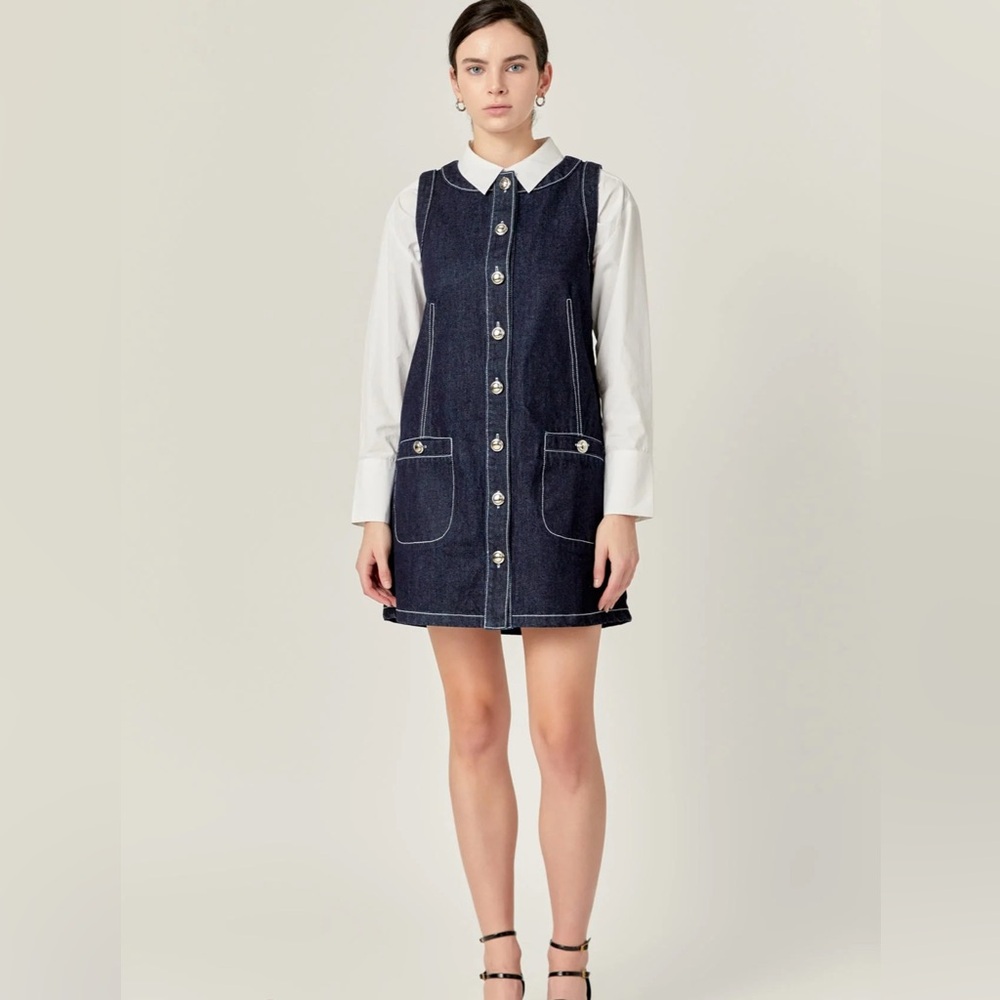 NWT: English factory Sleeveless Denim Minidress. Size small.